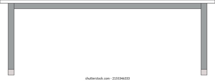 Office desk, computer workspace, writing worktable, 2D vector, home Interior furniture, flat illustration icon, table outline and filled graphic