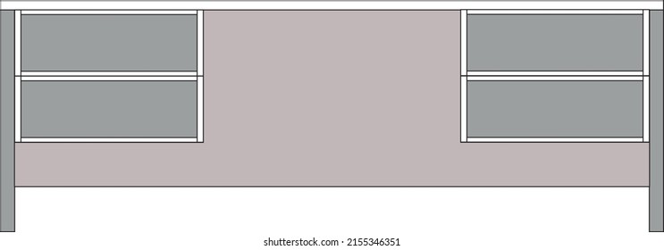 Office desk, computer workspace, writing worktable, 2D vector, home Interior furniture, flat illustration icon, table outline and filled graphic