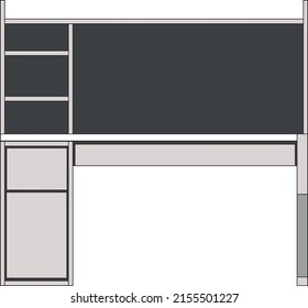 Office desk, computer workspace, writing worktable, 2D vector, home Interior furniture, flat illustration icon, table outline and filled graphic