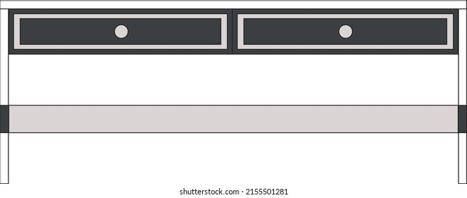 Office desk, computer workspace, writing worktable, 2D vector, home Interior furniture, flat illustration icon, table outline and filled graphic