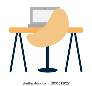 office desk with computer and yellow chair