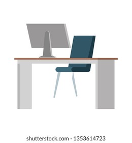 office desk with desktop workplace scene
