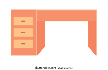 office desk with drawers on white background