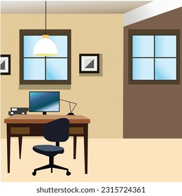 Office Desk Flat illustration vector