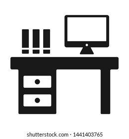 Office Desk Flat Vector Icon Stock Vector (royalty Free) 1441403765 