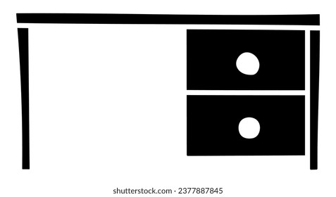 Ilustración vectorial de la silueta de la vista frontal de la oficina. Aislado sobre fondo blanco