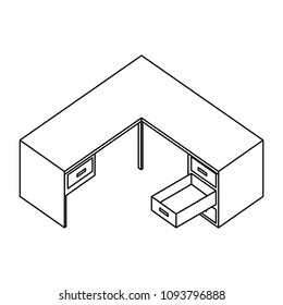 office desk furniture drawers isometric image