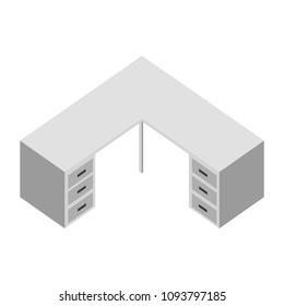 office desk furniture drawers isometric image
