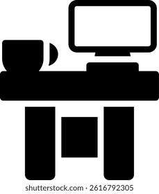 Office Desk Glyph Vector Icon Design