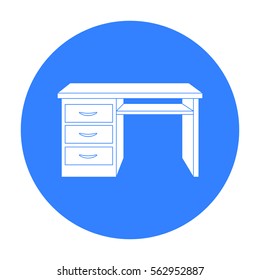 Office desk icon in black style isolated on white background. Office furniture and interior symbol stock vector illustration.