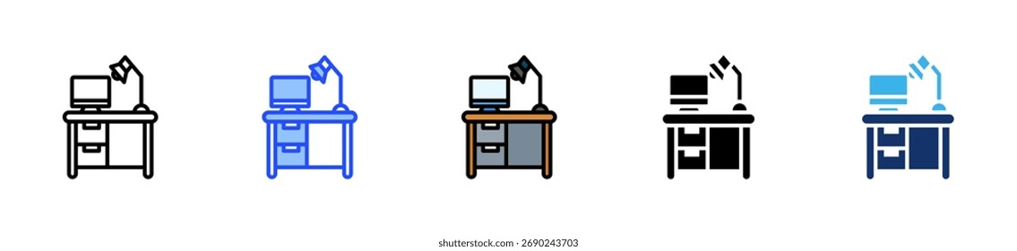 Office Desk-Symbolsammlung mit mehreren Stilen