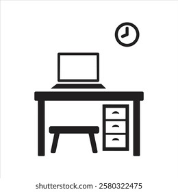 Office desk icon. Computer table icon