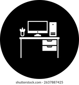 Office Desk Icon Element For Design