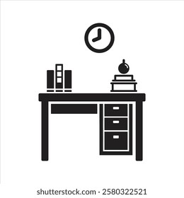 Office desk icon. Empty office icon
