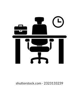 Icono de escritorio de Office. Oficina vacía. No hay trabajo. Icono del vector aislado en fondo blanco.