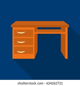 Office desk icon in flat style isolated on white background. Office furniture and interior symbol stock vector illustration.