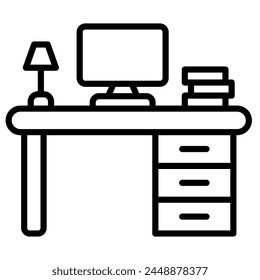 Office Desk icon line vector illustration