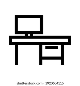 office desk icon or logo isolated sign symbol vector illustration - high quality black style vector icons
