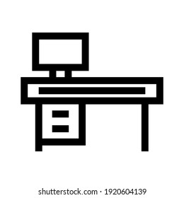 office desk icon or logo isolated sign symbol vector illustration - high quality black style vector icons
