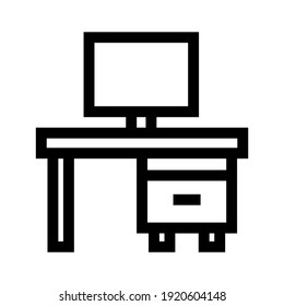 office desk icon or logo isolated sign symbol vector illustration - high quality black style vector icons

