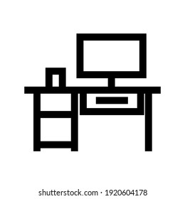 icono de escritorio o logotipo símbolo de signo aislado ilustración vectorial - iconos vectoriales de estilo negro de alta calidad
