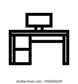 office desk icon or logo isolated sign symbol vector illustration - high quality black style vector icons
