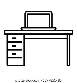 vector de contorno de icono de escritorio de Office. Siéntate. Posición de trabajo