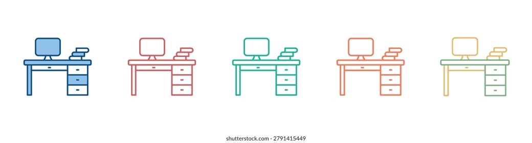 Office Desk Icon Set Multiple Style Collection