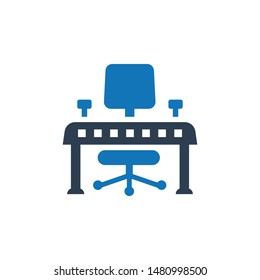 Office desk icon. vector graphics