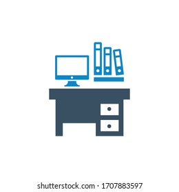 Office, desk icon (vector illustration)