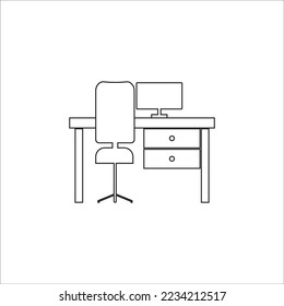 OFFICE DESK ICON VECTOR ILLUSTRATION SYMBOL DESIGN