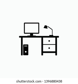 office desk icon vector isolated