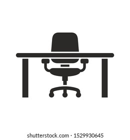 Office desk icon. Vector icon isolated on white background.