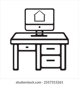 office desk icon vector sign illustration