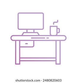 office desk icon with white background vector stock illustration