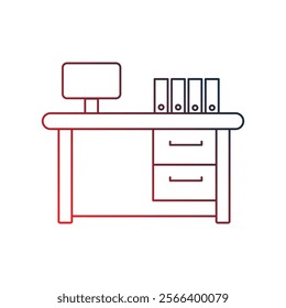 Office Desk icon with white background vector stock illustration