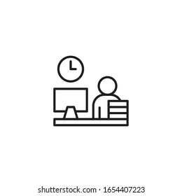 Office Desk Icon. Workplace icon. Job, office, working sign. The table symbol. Work Station vector illustration. Trendy Flat style for graphic design, Web site, UI. EPS10.