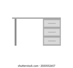 Office desk isolated on white background. Vector flat illustration. A piece of interior. The object can be used for the design of an apartment, office, premises. 