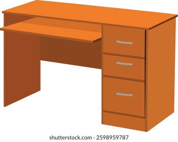 office desk isolated on white background. Brown computer desk vector illustration.Study table isolated on white background