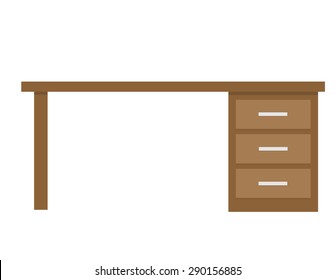 Office Desk isolated on white background - Flat style