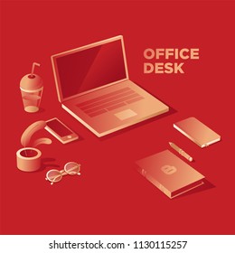 Office desk isometric