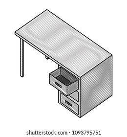 office desk isometric icon