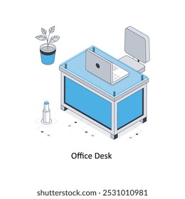 Office Desk  Isometric stock illustration. EPS File stock illustration