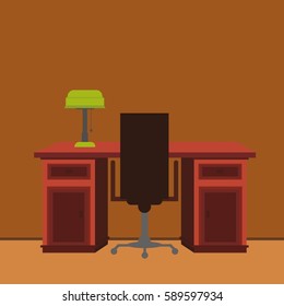 office desk with lamp
