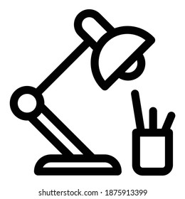Office Desk Lamp Flat Icon Isolated On White Background