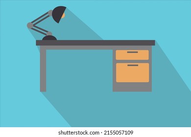 OFFICE DESK WITH LAMP VECTOR ILLUSTRATION