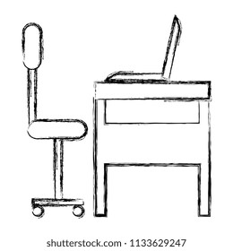 office desk with laptop