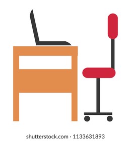 office desk with laptop