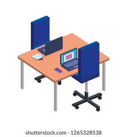 office desk with laptop and chair