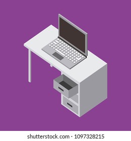 office desk laptop data technology